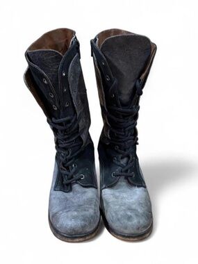 Sixtyseven Women's Two-Tone Gray and Black Combat Boots